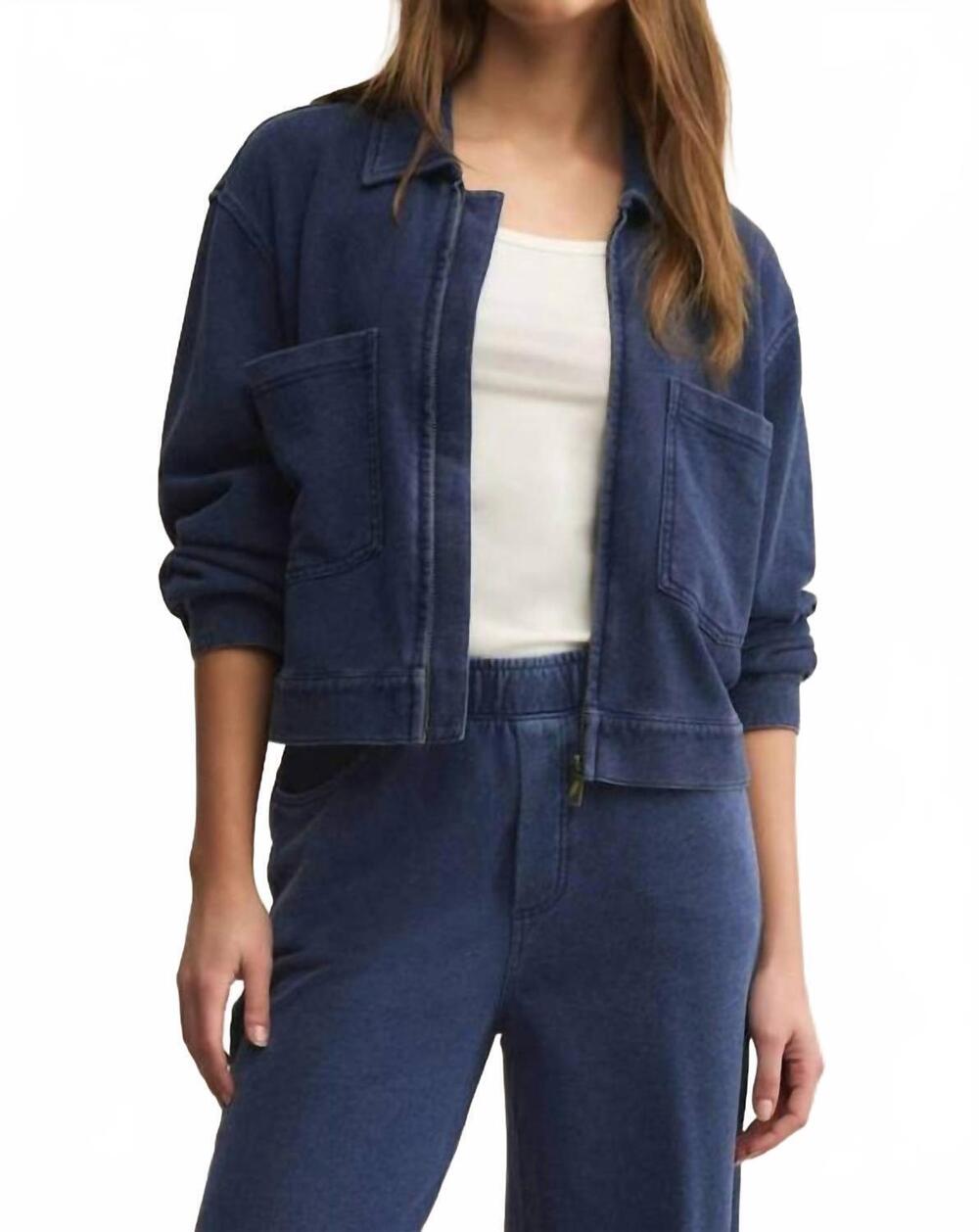 NEW Z SUPPLY heritage knit denim jacket in indigo